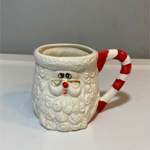 World Bazaar Vintage Santa Claus Ceramic Mug Candy Cane Handle Christmas Holiday